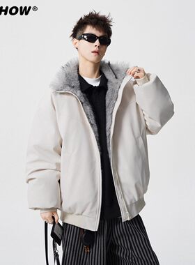 VIISHOW美式毛领夹克棉服男女冬季潮牌设计保暖外套加厚立领棉衣