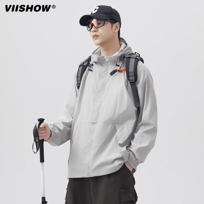 VIISHOW连帽防晒衣男生夏季宽松户外薄款透气日系潮流防晒服外套