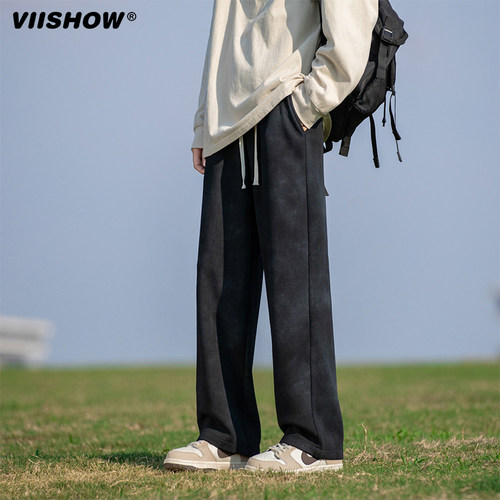 VIISHOW扎染复古脏脏裤男春季潮牌痞帅美式宽松直筒阔腿休闲裤子