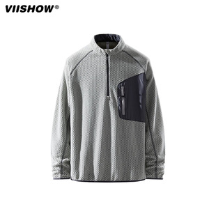 VIISHOW潮牌户外巴塔波浪半拉链圆领卫衣男女款 T恤 保暖抓绒长袖