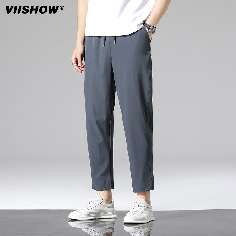 VIISHOW裤子男夏季薄款潮牌冰丝宽松百搭男装潮流直筒运动休闲裤