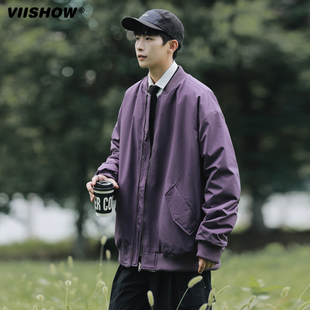 新品 VIISHOW刺绣拼色棉衣男两面穿日系复古秋冬季 潮牌宽松外套
