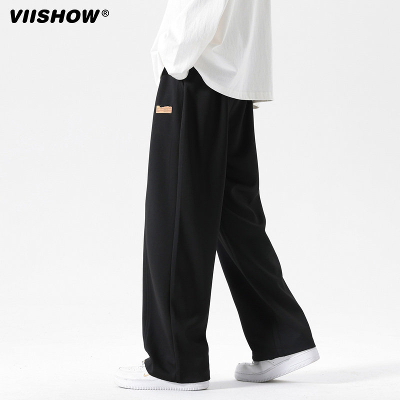 VISHOW休闲裤男士冬季宽松直筒运动阔腿小标卫裤男款潮牌长裤