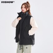 VIISHOW2025冬季 解构拼接加厚立领棉服男女潮牌保暖百搭棉衣马甲