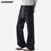 设计感潮牌炸街宽松直筒长裤 男秋款 复古灯芯绒休闲裤 VIISHOW美式