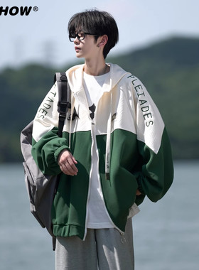 VIISHOW撞色连帽夹克男2025年春季新品潮牌宽松休闲学生运动外套