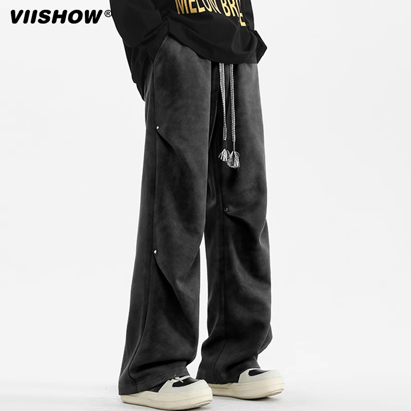 VIISHOW美式脏脏卫裤男2025年春季高街扎染宽松阔腿直筒休闲裤子