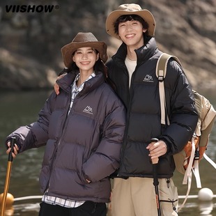 VIISHOW冬季新款羽绒服男保暖潮流宽松立领加厚黑色休闲棉服外套