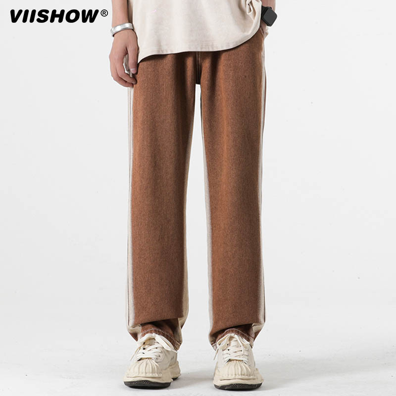 VIISHOW美式高街裤子男秋季宽松直筒阔腿裤ins潮牌垂感运动长裤