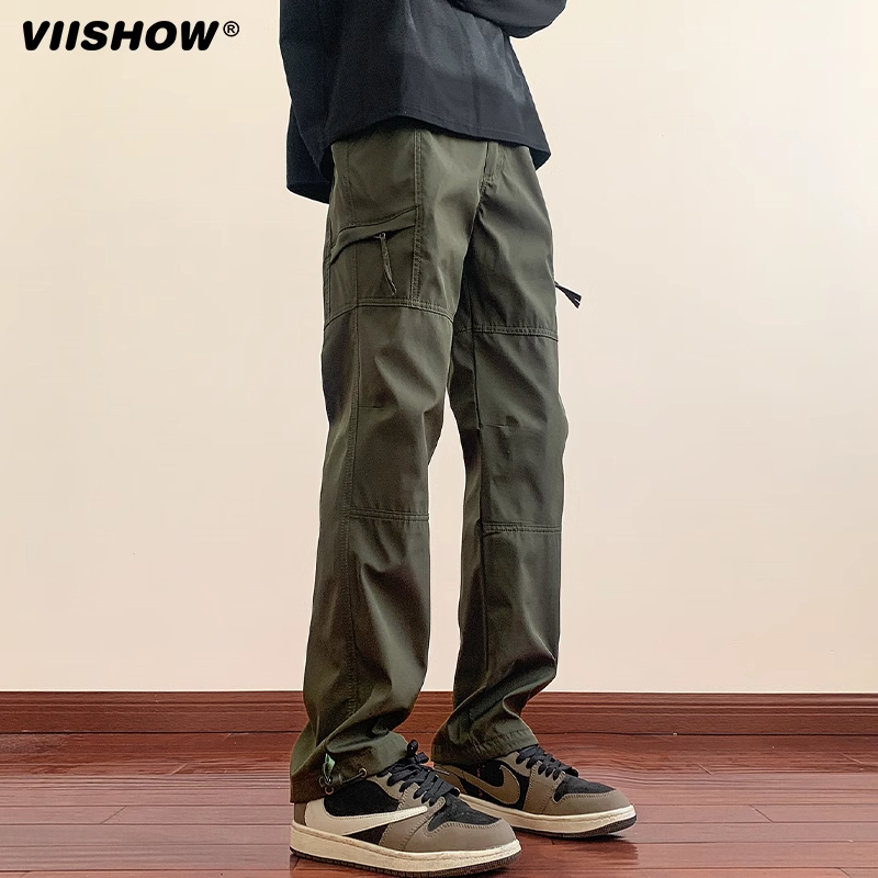 VISHOW冲锋裤男款2024秋季登山机能工装裤子直筒宽松休闲长裤