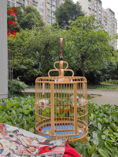 正宗手工川笼老料竹子画眉鸟笼 精品高端笼子 龙爪贴青加盖板