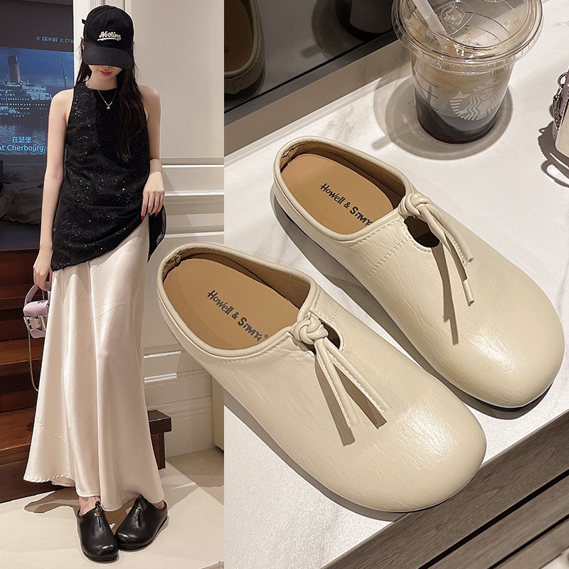 包头半拖鞋女2026春新款配裙子晚晚鞋子简约休闲蝴蝶结单鞋小皮鞋,女鞋,勃肯鞋/软木鞋,淘宝优惠券,粉丝福利购,淘宝优惠卷