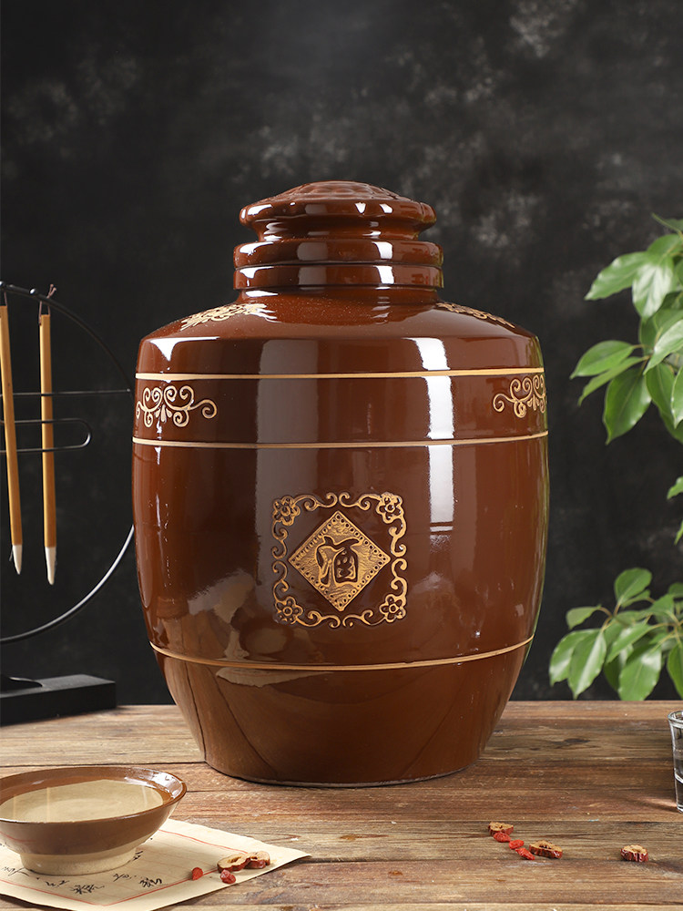 陶瓷存酒坛子50斤100斤200斤窖藏大酒缸家用密封泡酒专用土陶酒灌