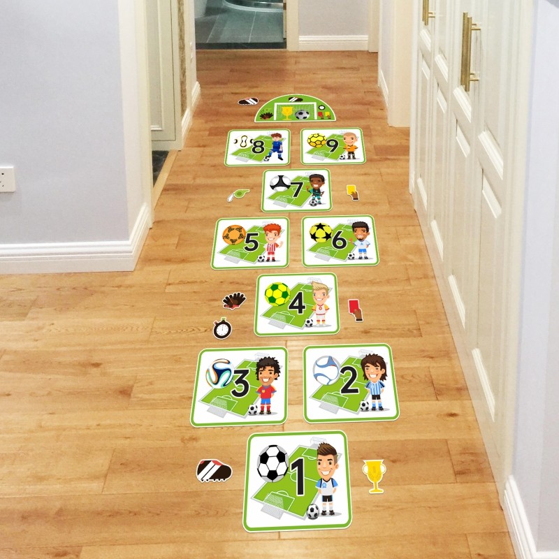 趣味跳房子飞机贴纸卡通数字幼儿园男女儿童房墙贴画亲子游戏地贴