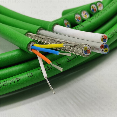 profinet通讯线 4芯带屏蔽绿色电缆 pn网络电缆4芯awg22网线cat5e