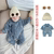Light blue (hole style) + milky white hat + off-white glasses