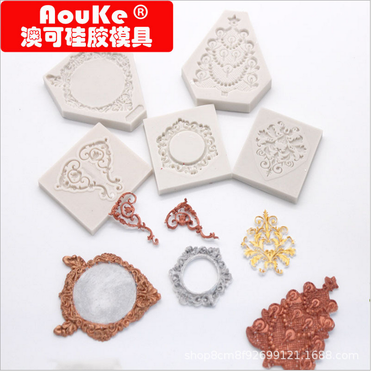 蕾丝花边液态硅胶模具，DIY翻糖蛋糕造型工具