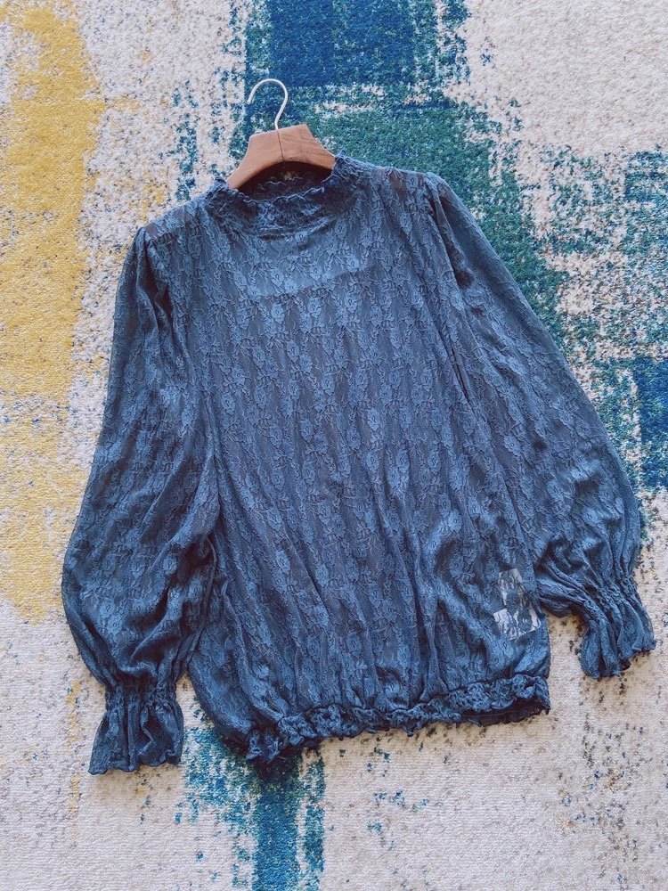 法式复古洋气宽松性感透视蕾丝长袖宫廷风上衣女设计小众潮春夏,女装/女士精品,蕾丝衫/雪纺衫,淘宝优惠券,粉丝福利购,淘宝优惠卷