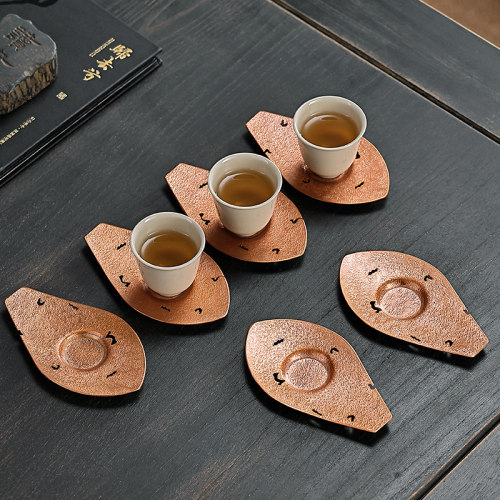 紫铜杯托个性锦鲤茶托
