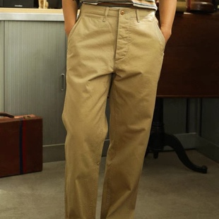 Remains 40年代阔腿宽松直筒Chino经典美式复古卡其长裤 男女款