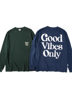 GoodVibesOnly好氛围优先「BASIC」宽松基础印花 口袋长袖T恤