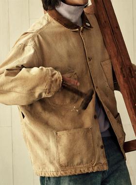 DAMBOLAND 巴恩风复古做旧补丁泼墨chore jacket工装加厚夹克外套