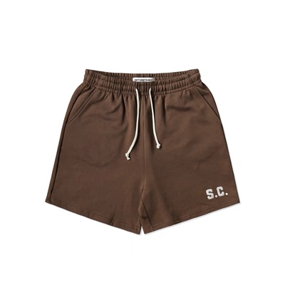 现货SOFT CONTAINER 棕咖色宽松抽绳卫裤短裤透气毛圈棉简约 男女