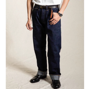 MILITORA47801秋冬新款美式复古中高腰直筒赤耳原色五袋牛仔裤