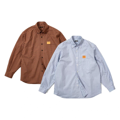 REMOCREVO Oxford Shirt 日系宽松休闲条纹细格子复古衬衫