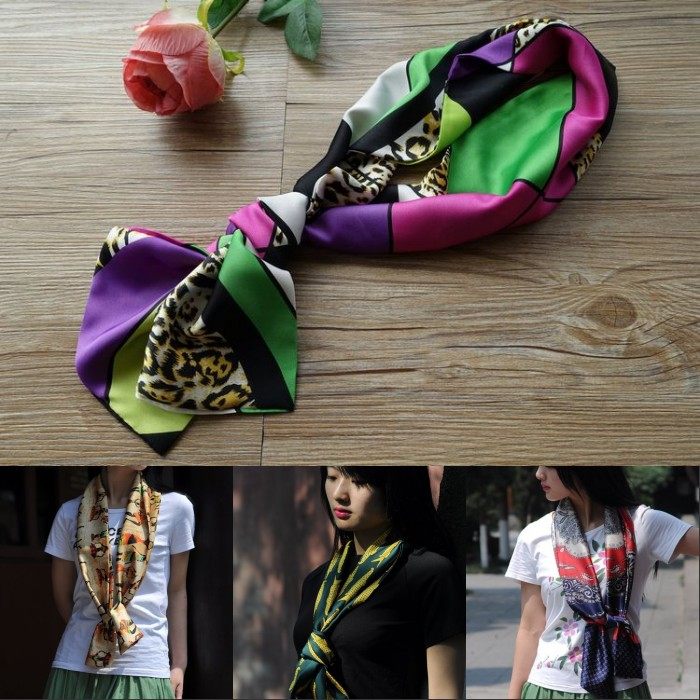 2021春秋季长条小丝巾碎花复古装饰长款薄款围巾领巾百搭女韩国版