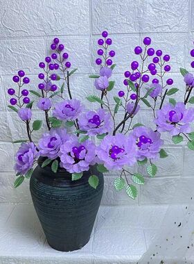 新款磨砂牡丹花材料手工串珠全套家居摆件创意仿真花装饰