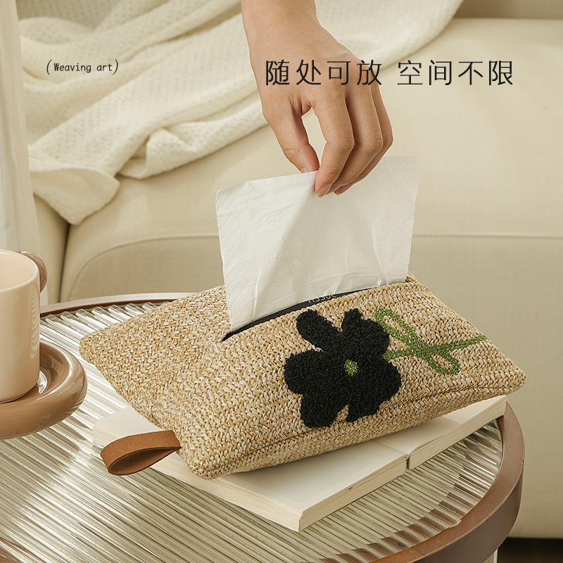 纸巾袋新中式创意纸巾盒复古餐桌客厅抽纸收纳袋轻奢高级感抽纸套