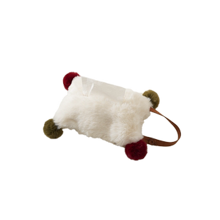 新年纸巾袋过年车载挂式抽纸套毛绒餐桌抽纸收纳袋抽纸盒奶油风