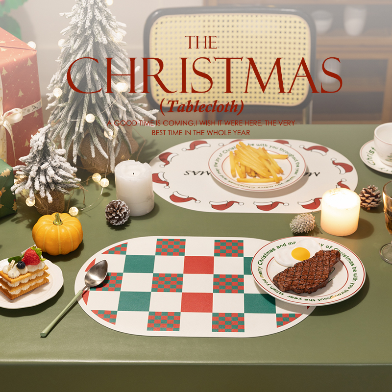 圣诞餐垫防水防油免洗皮革餐垫