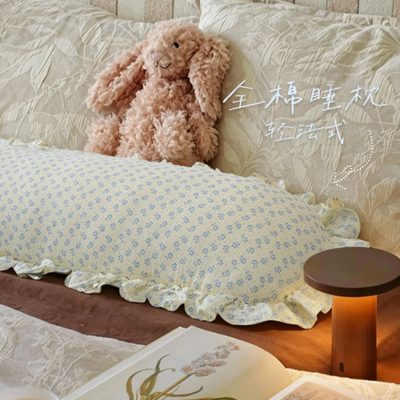 纯棉长条抱枕法式奶油风睡觉女生女士夹腿专用侧睡枕头可拆洗枕套