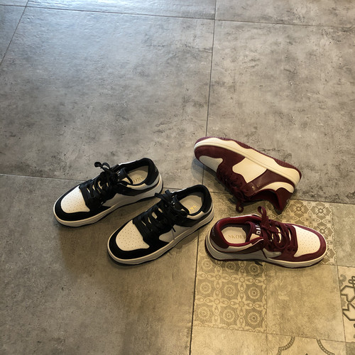 板鞋运动厚底真皮拼接女鞋软底