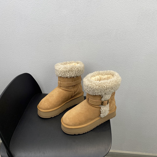 时尚百搭真皮羊毛保暖雪地靴短靴