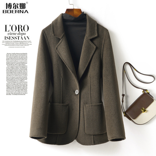 西装 西服领小个子加肥加大气质双面绒2026春羊毛呢大衣 外套女短款
