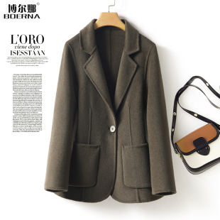 外套 气质通勤上班职业2026春羊毛呢西装 双面绒西服大衣女短款 修身