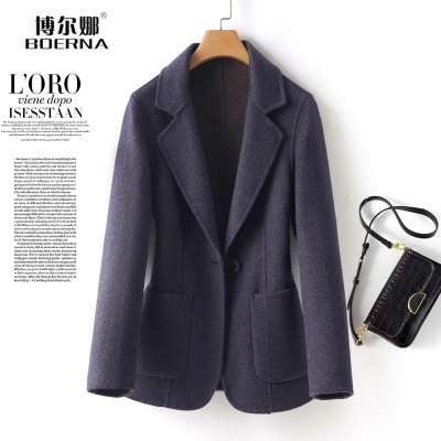 秋冬双面绒小个子毛呢西装外套女