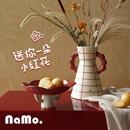 饰品 手工陶瓷可爱彩绘花瓶果盘原创设计客厅茶几装 纳茉 小红花