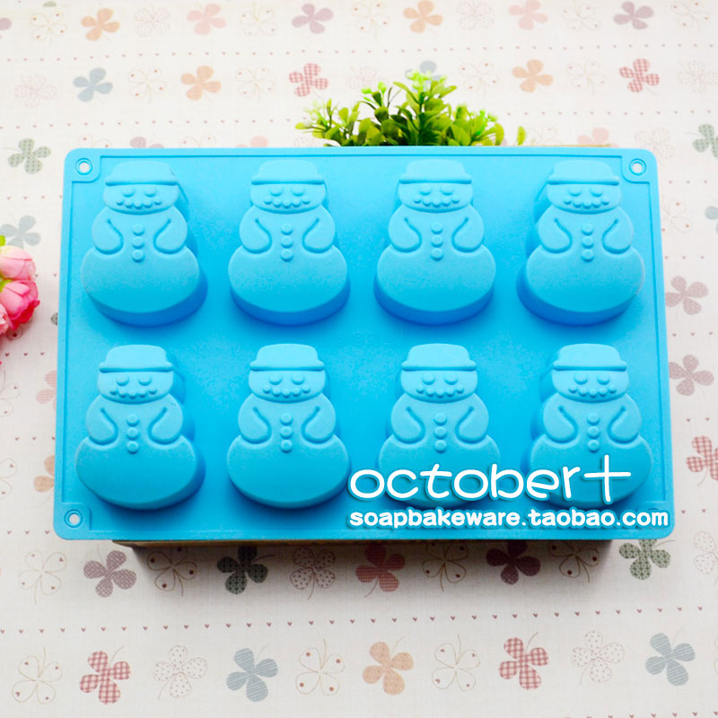 8-Cute Snowman Mold Silicone SoapCake Mould雪人手工皂模具