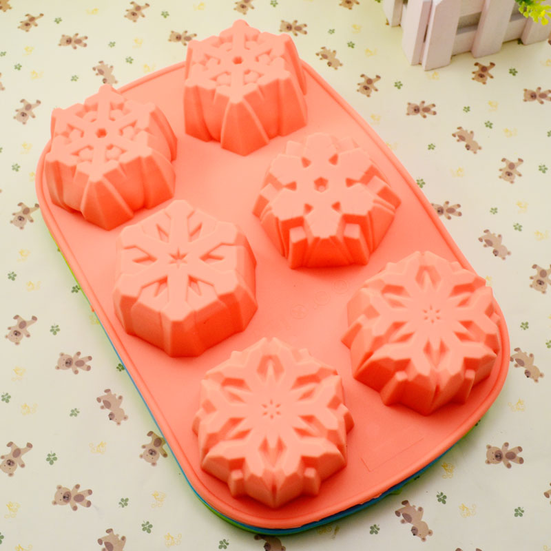 觅爱馆新手试用微瑕品6连圣诞雪花手工皂器具蛋糕烘焙模具 次品