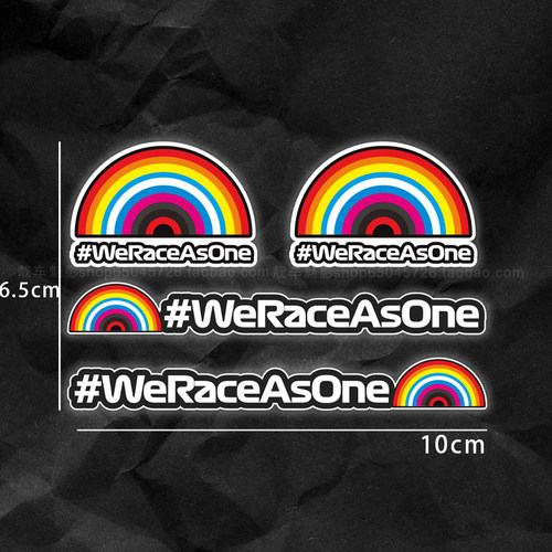魅影车贴 WeRaceAsOne 彩虹 公路车电动车反光防水 可爱贴纸