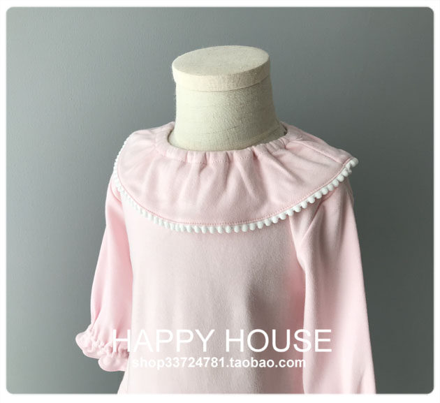 女童春装女童粉色长袖打底衫女童纯棉长袖T恤花边领,童装/婴儿装/亲子装,T恤,淘宝优惠券,粉丝福利购,淘宝优惠卷