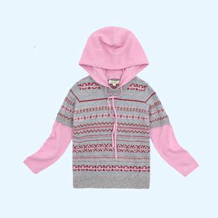 儿童羊绒衫内蒙珍贵软黄金山羊绒秋冬保暖圆领活帽假二件女童毛衣