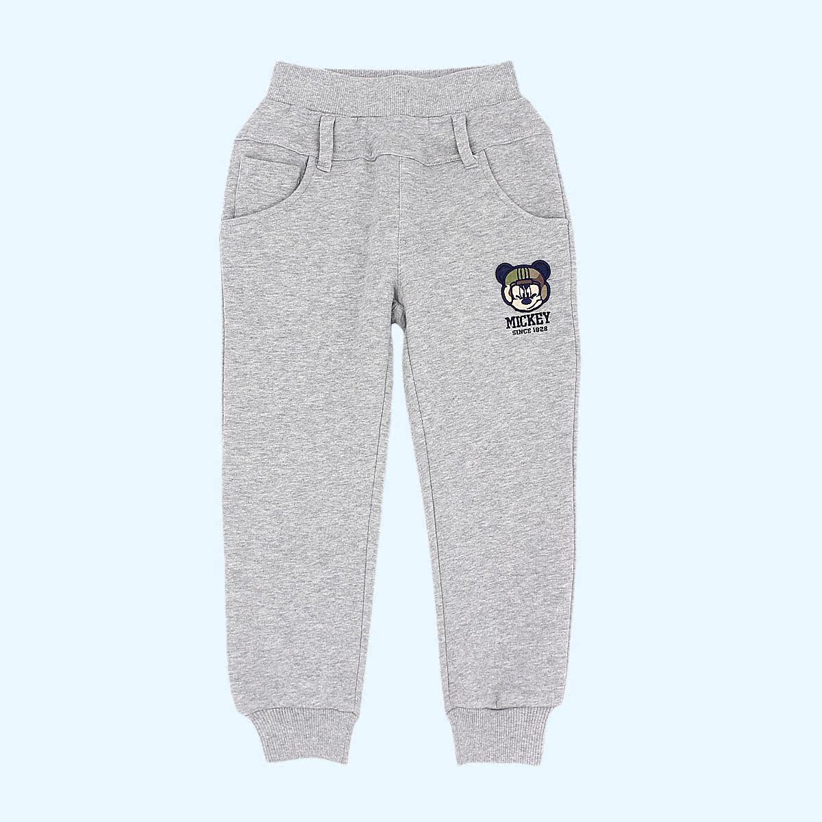 迪士尼童装男中大童针织全棉裤子秋冬卡通保暖抓绒休闲男孩运动裤