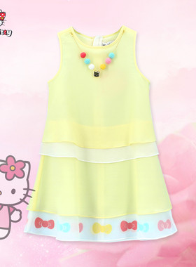 hellokitty童装女孩无袖梭织背心裙夏季凯蒂猫中大童连衣裙A字裙