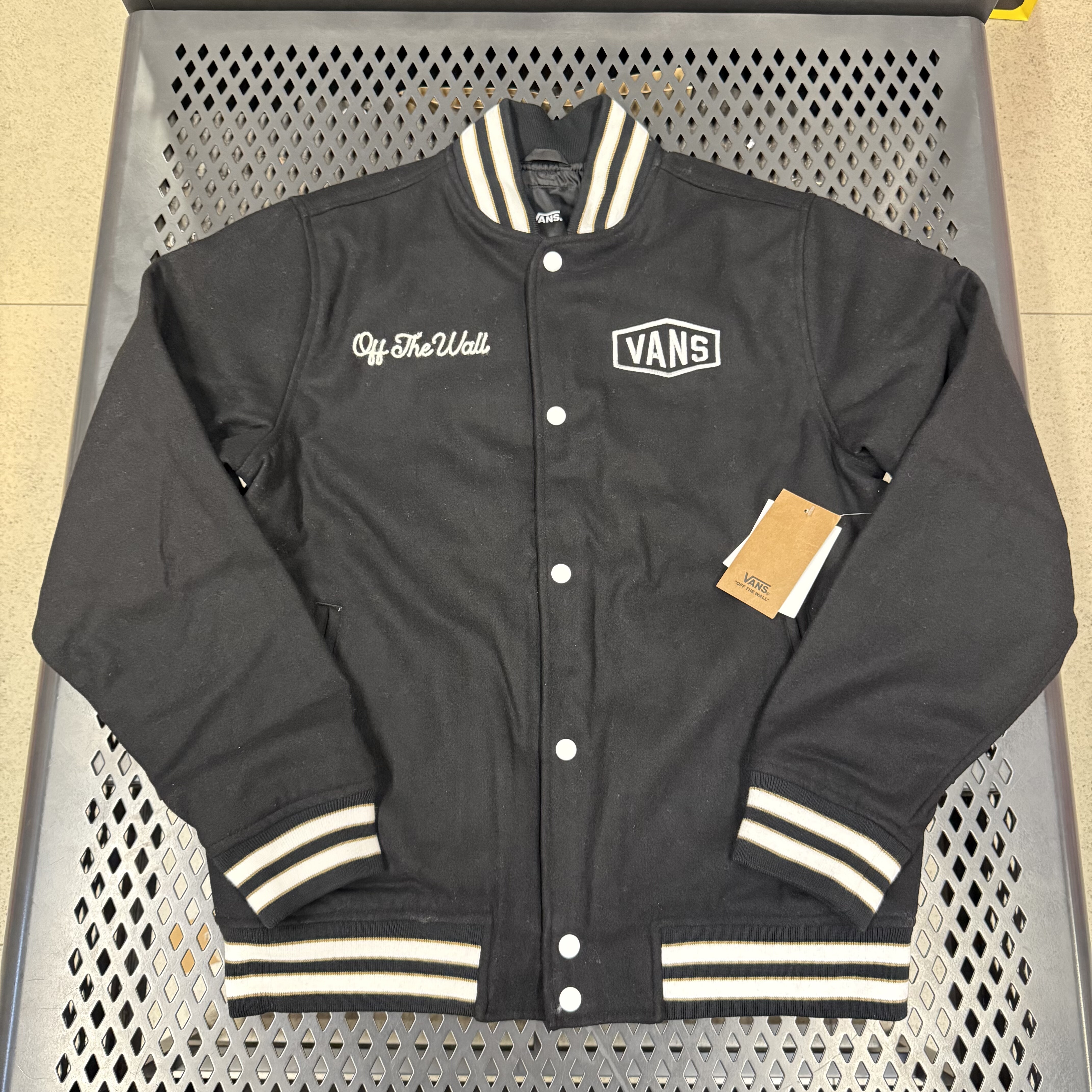 Vans休闲外套男女秋冬羊毛混纺保暖舒适刺绣棒球夹克 VN0A7S92BLK