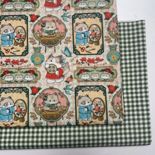 独家版权 珐琅猫咪 全棉细帆 手工DIY面料